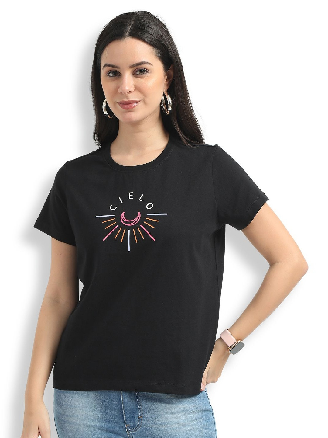 JOLGER Women Premium Combed Cotton Graphic Printed T-shirt