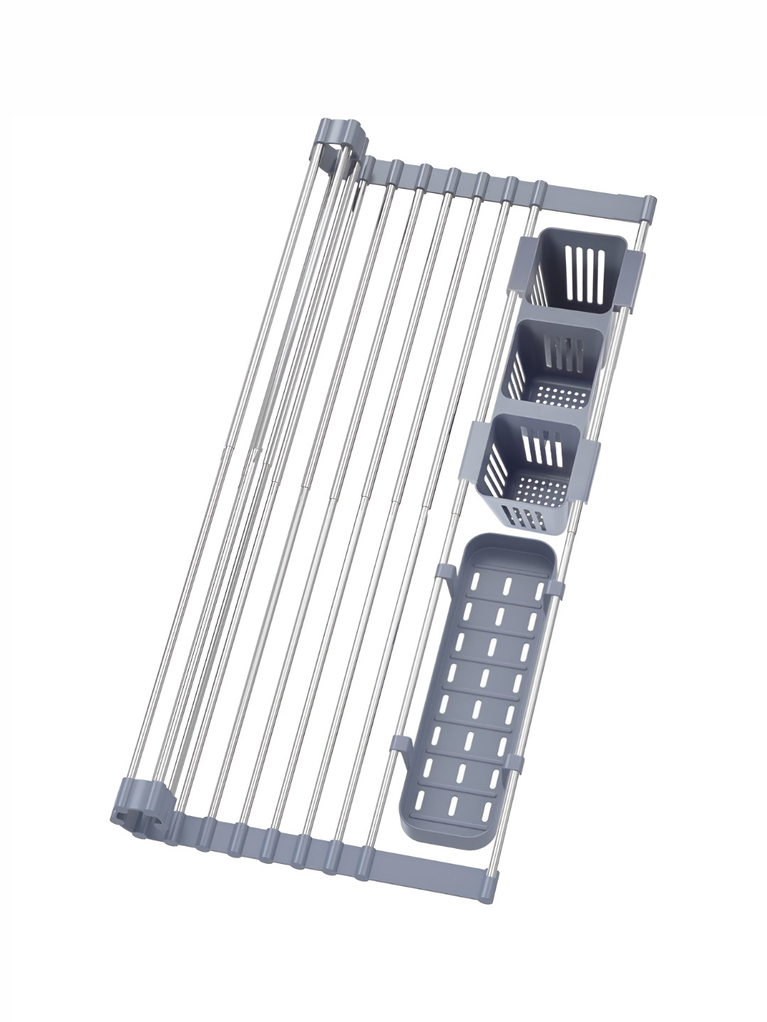 Arhat Organizers Grey Expandable Roll Up Dish Drying Rack