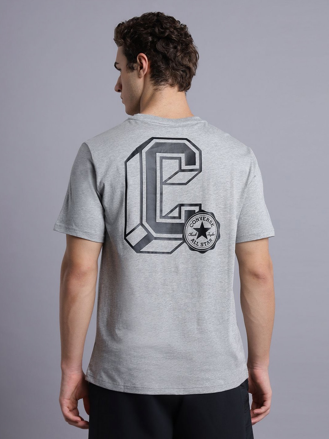 Converse Men C Graphic Grey T-Shirt