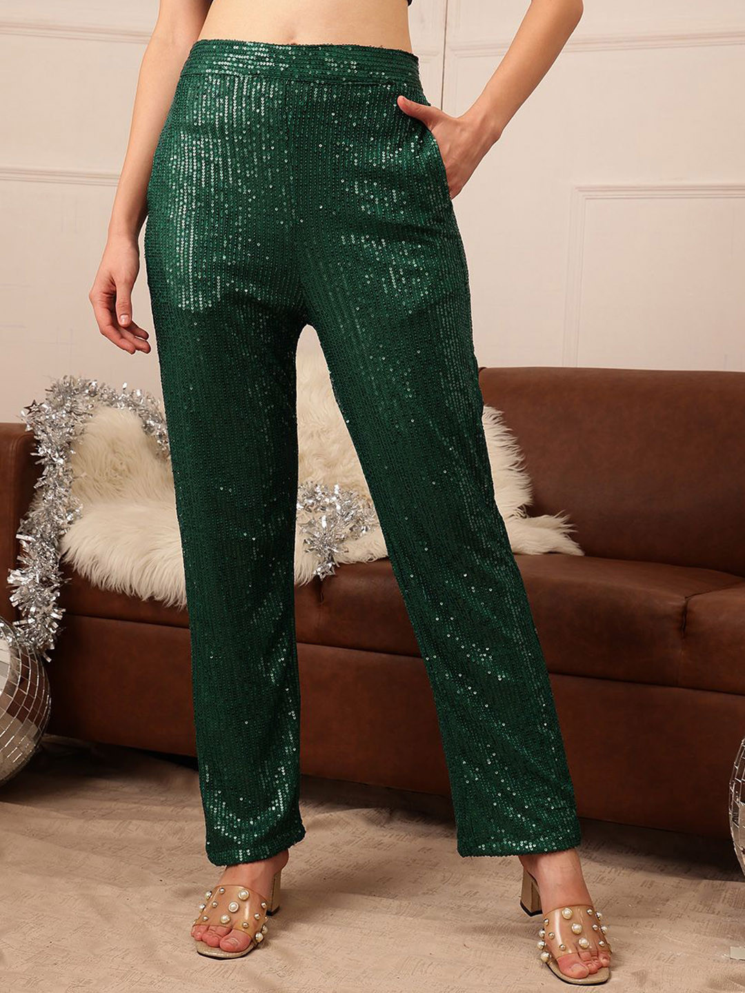 Molly & Michel Women Embellished Non Iron Party Trousers