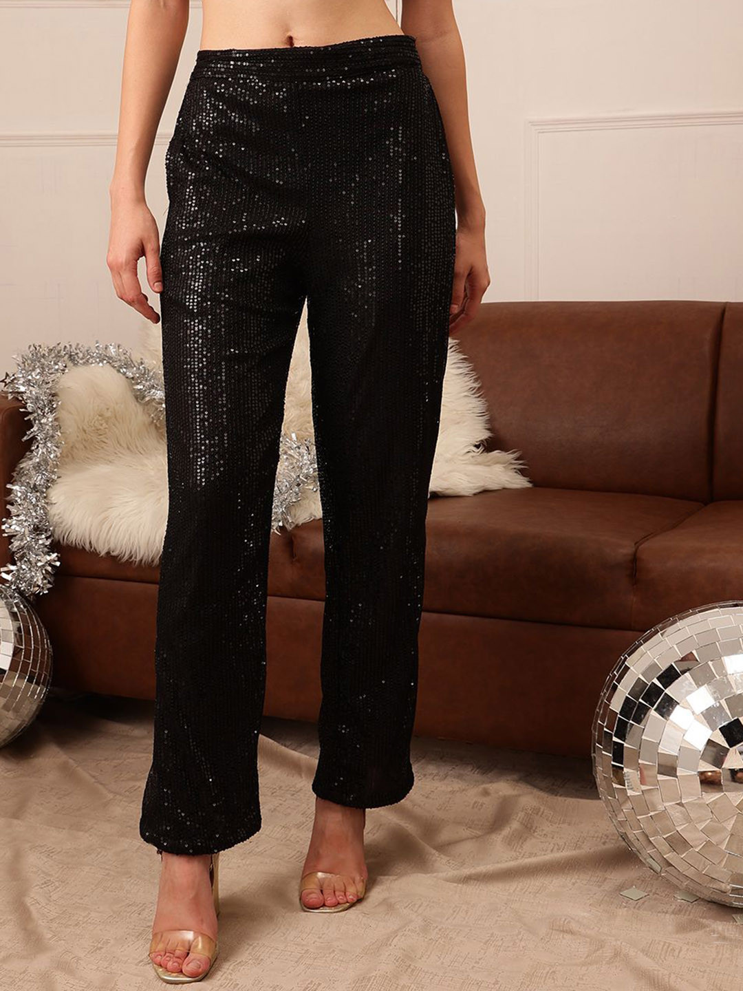 Molly & Michel Women Embellished Mid-Rise Non Iron Trousers