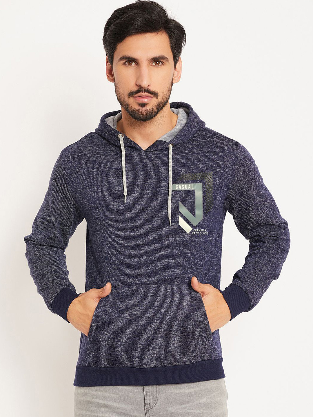 GET GOLF Men Printed Cotton Hooded Sweatshirt