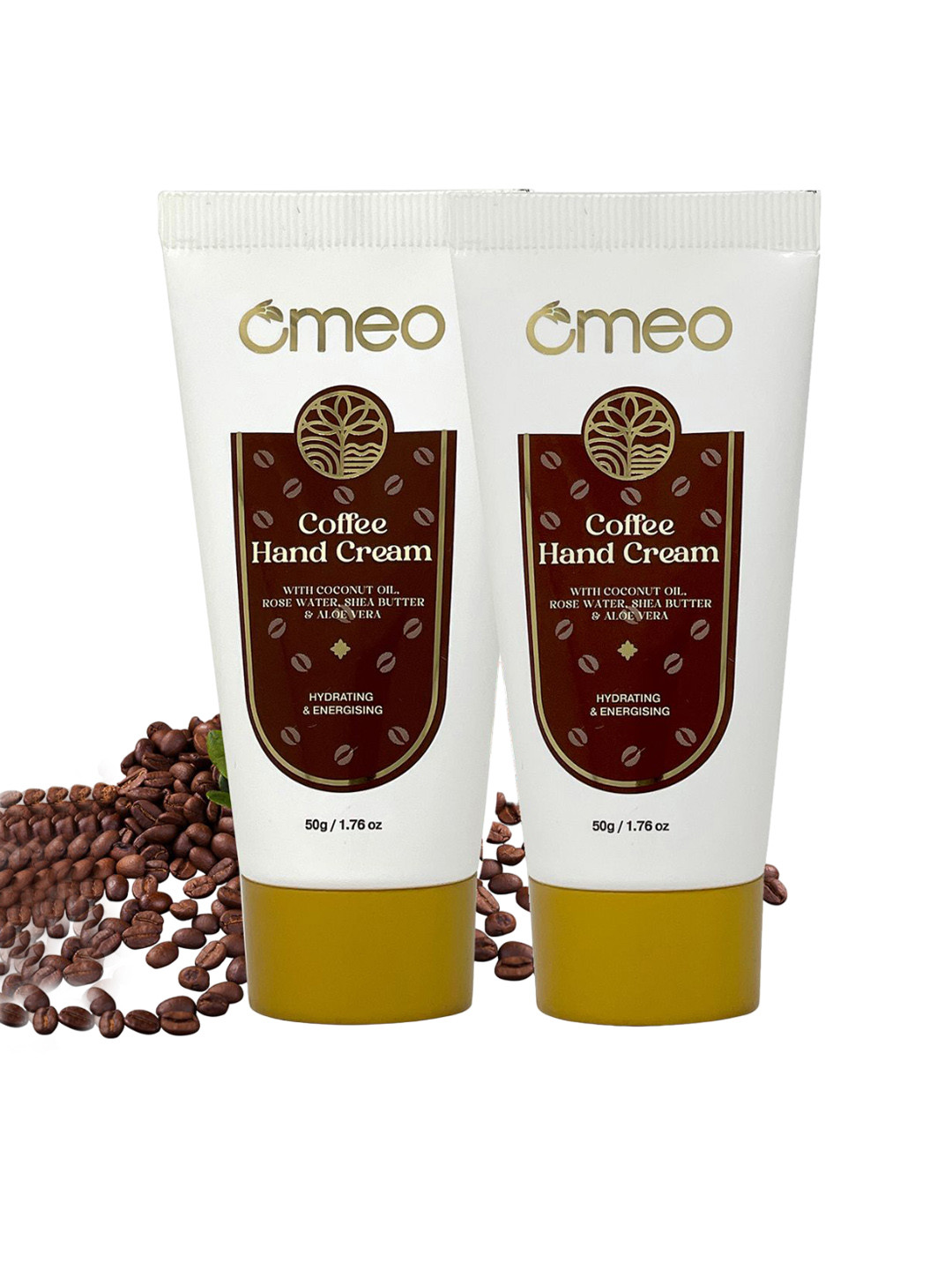 Omeo Set Of 2 Coffee Coconut Oil Hand Cream With Rose Water Shea & Aloe Vera - 50g Each