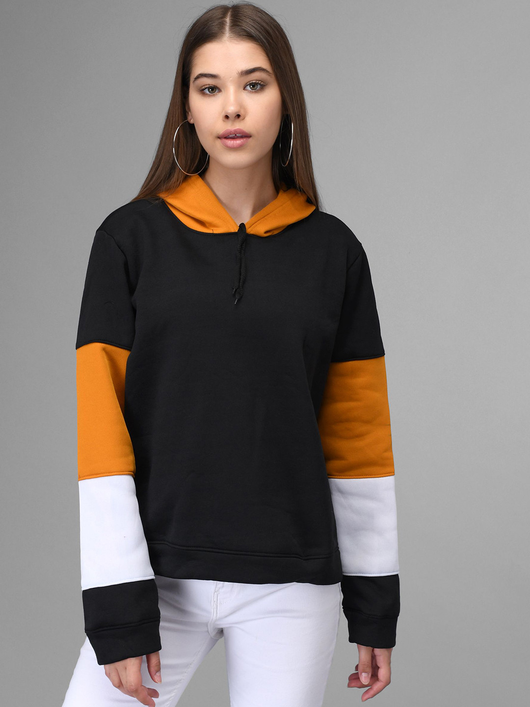 Raabta Fashion Women Self Design Hooded Sweatshirt