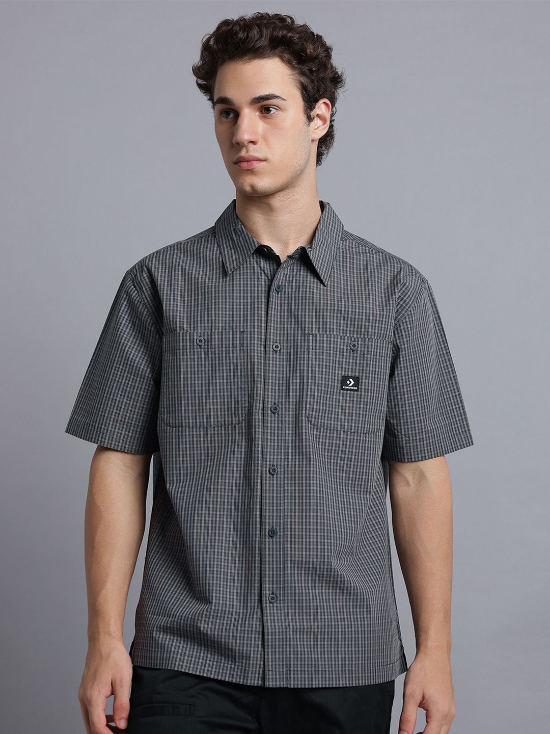 Converse Men Plaid Short Sleeve Shirt