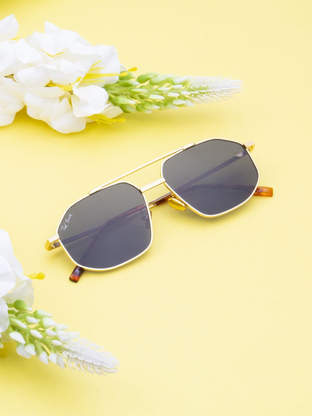 Ted Smith Unisex Aviator Sunglasses with UV Protected Lens STEPPER_C1-GOLD