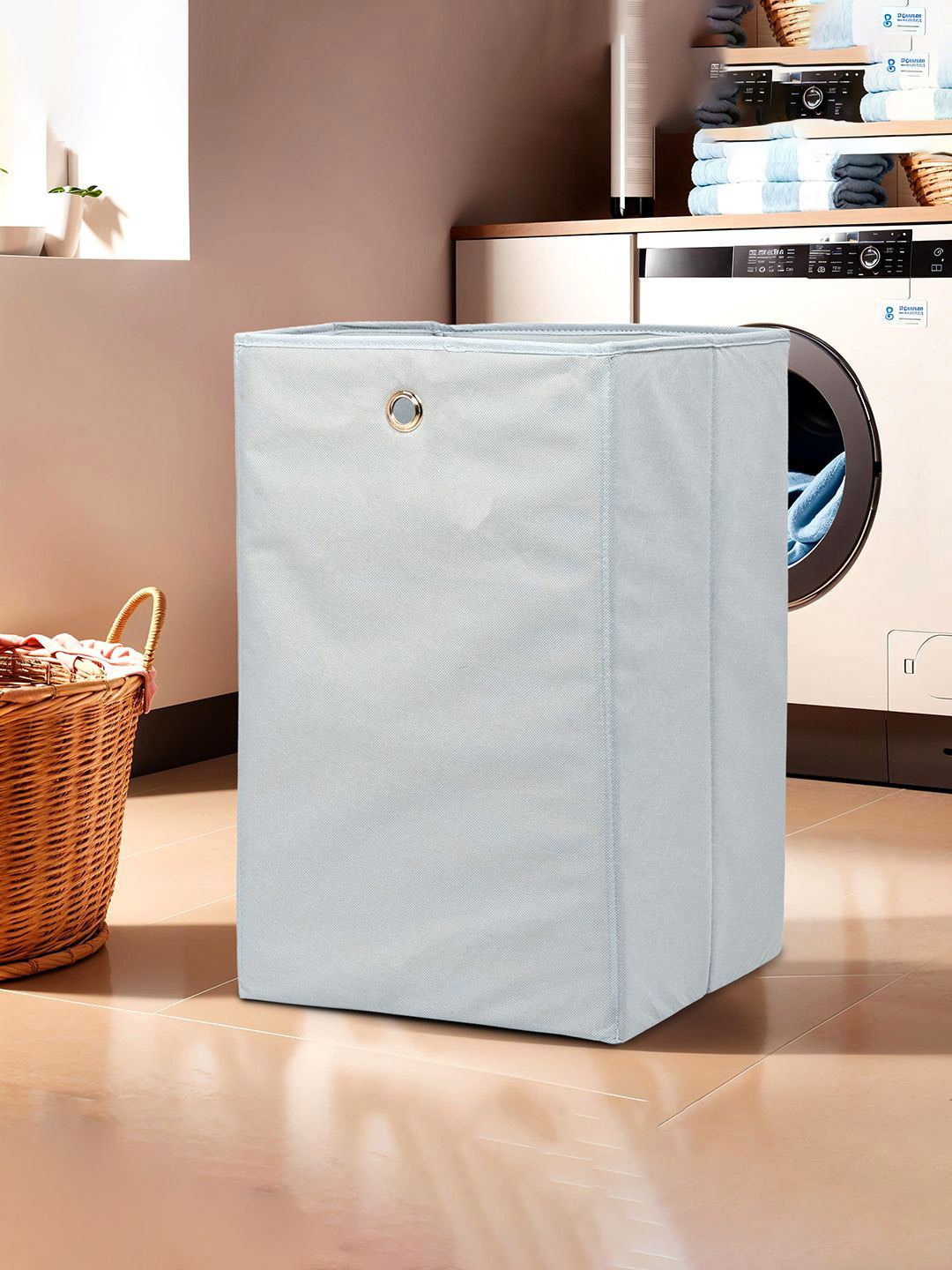 Kuber Industries Grey 2 Pieces Foldable Laundry Bag With Holding Rings 80 L