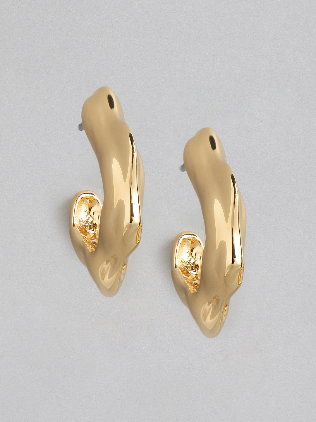 Forever New Gold-Plated Contemporary Half Hoop Earrings
