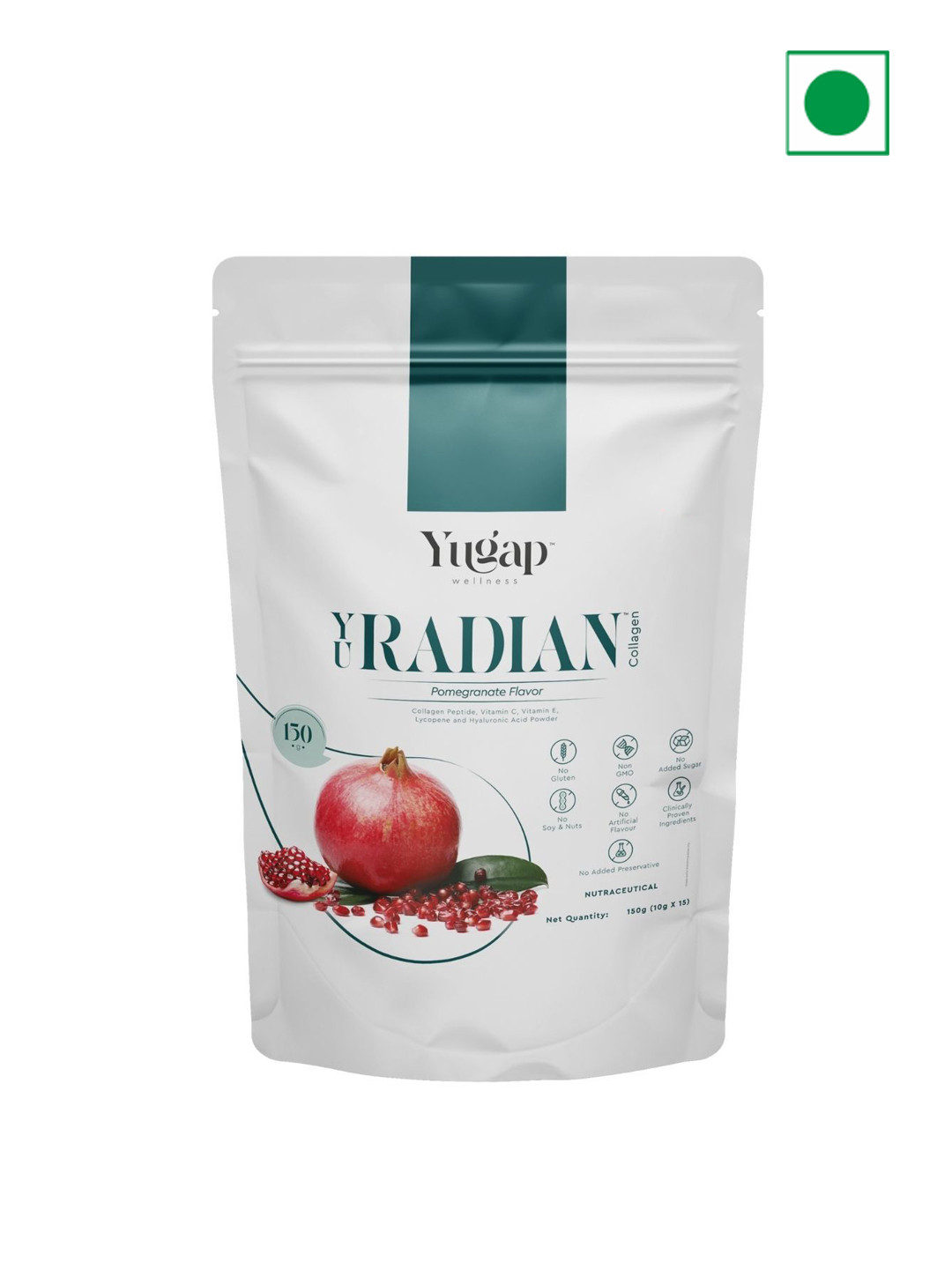 Yugap Wellness Pomegranate Flavor YuRadian Collagen Peptide & Vitamins C&E Powder - 150g