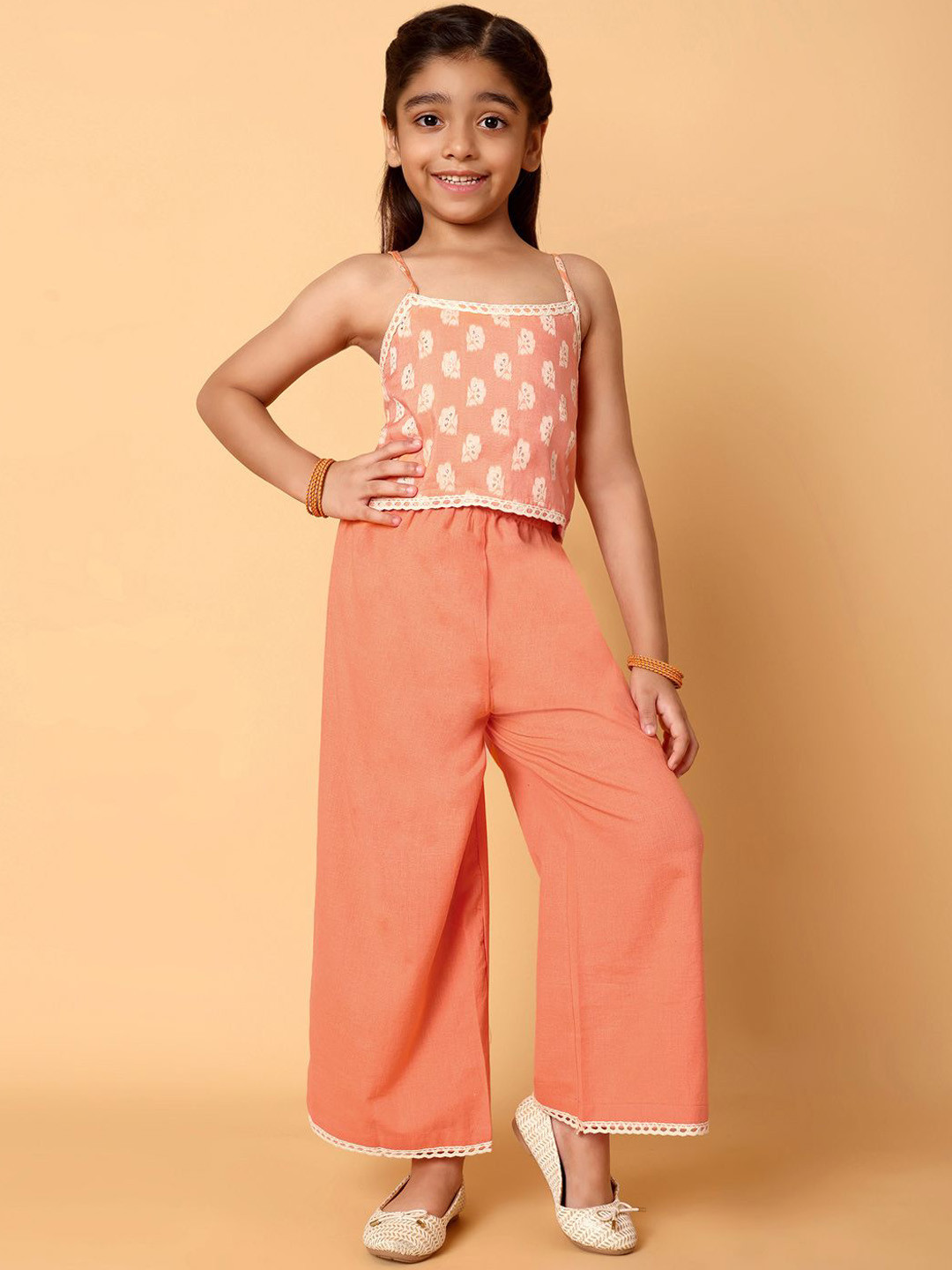 Indo Era Girls Printed Top with Palazzo Clothing Set