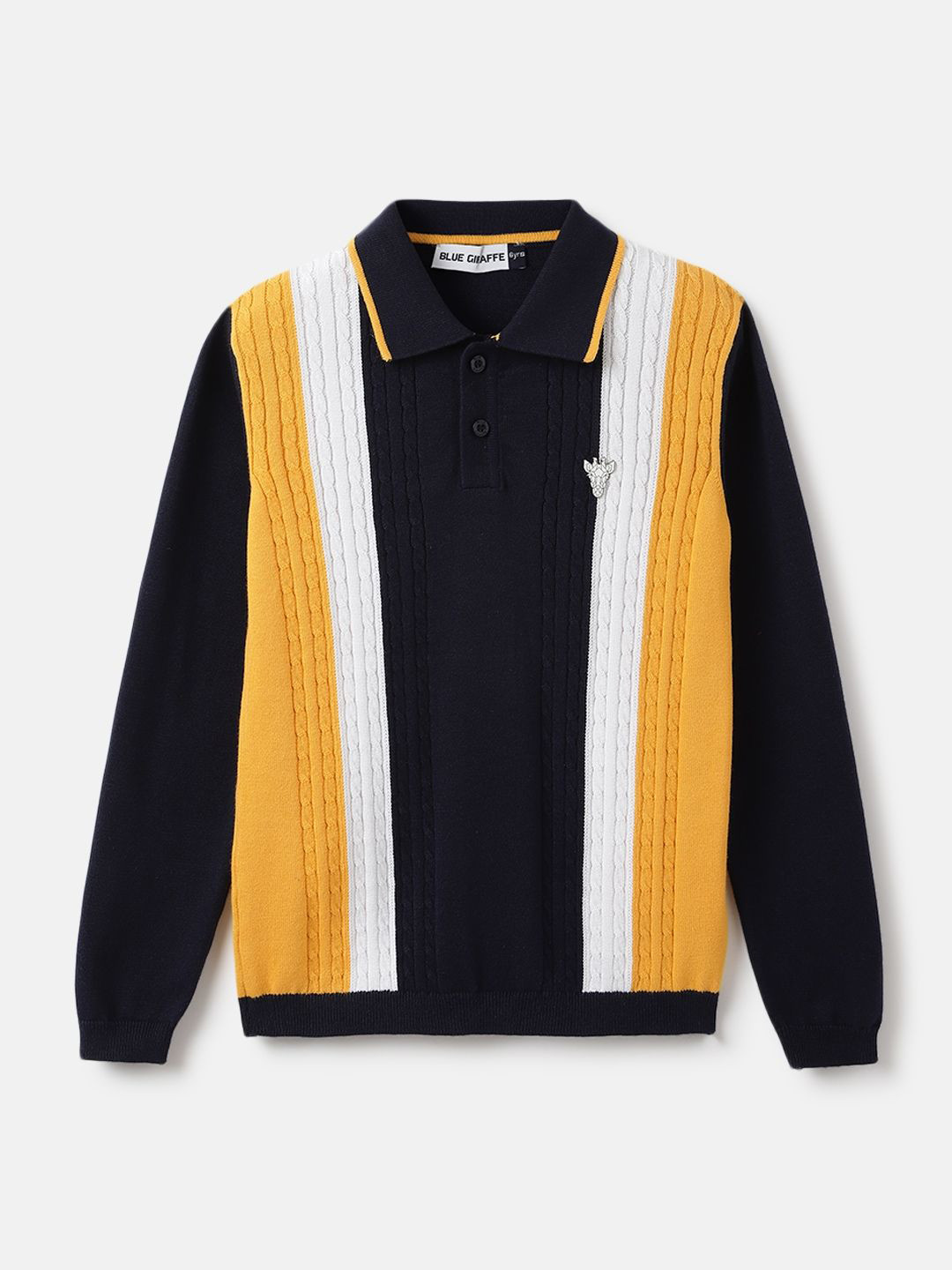 Blue Giraffe Boys Cable Knit Striped Cotton Pullover