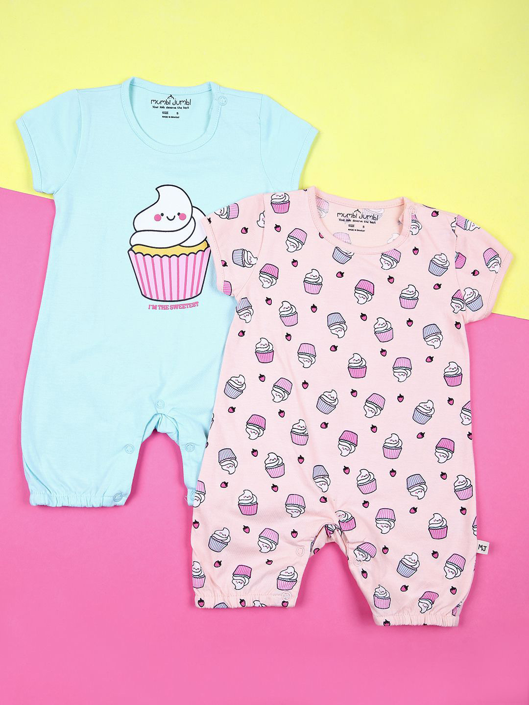 V-Mart Kids Set Of 2 Printed Cotton Romper