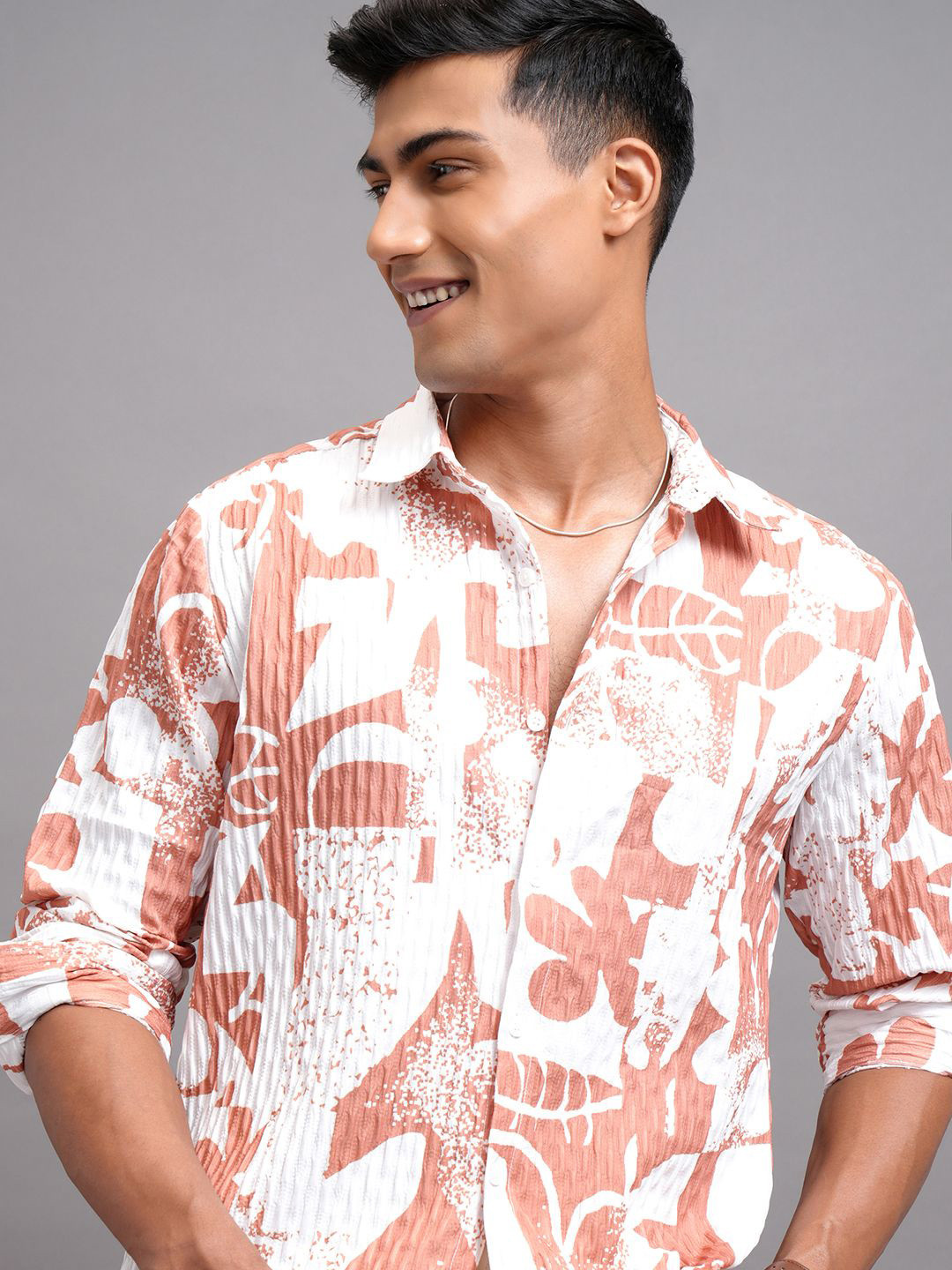 Highlander Men Printed Popcon Textured Casual Shirt