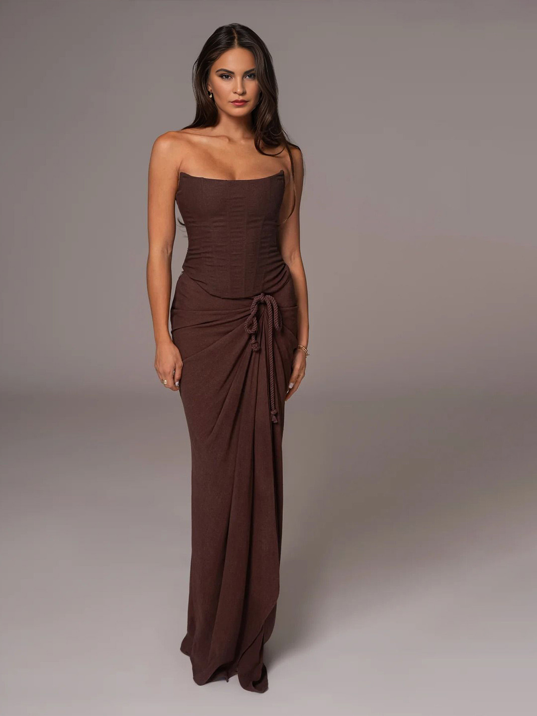 Bee Boe Women Draped Corset Slit Skirt