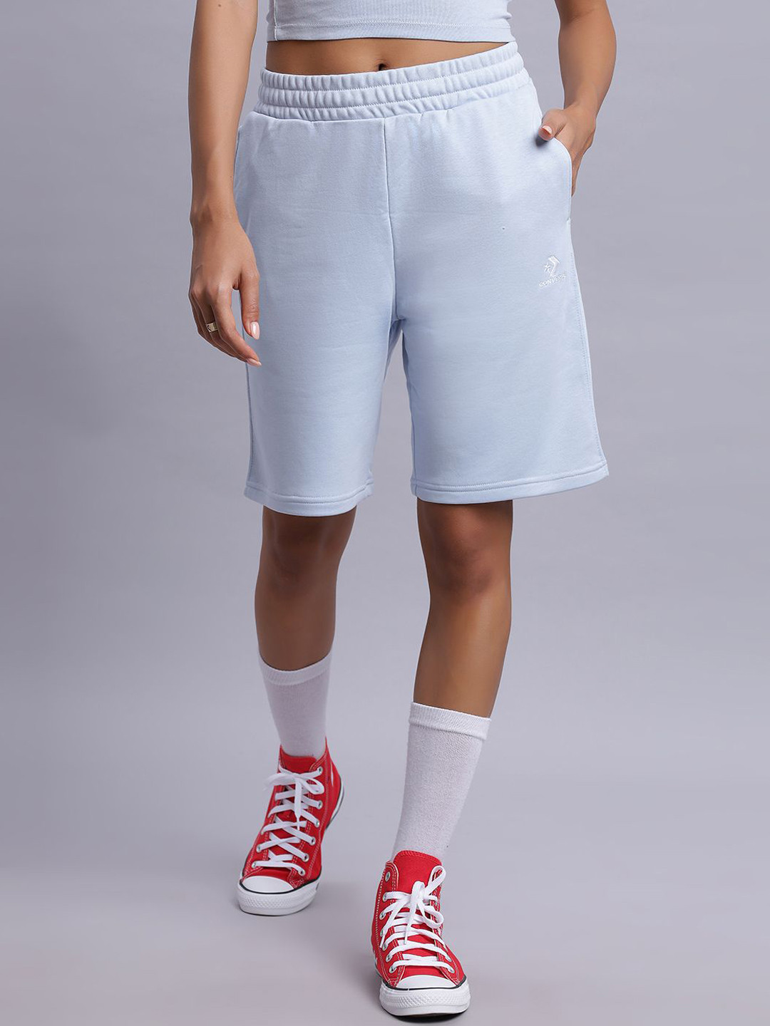 Converse Unisex Go-To Embroidered Star Chevron Standard-Fit Fleece Shorts