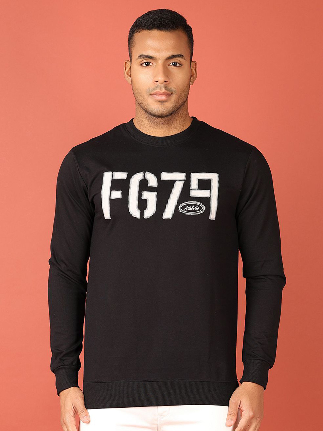 V-Mart Men Black Round Neck Full Sleeves Cotton Printed Sweatshirt