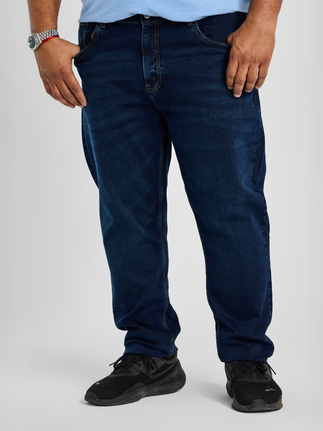 Snitch Plus Size Men Smart Slim Fit Light Fade Stretchable Jeans