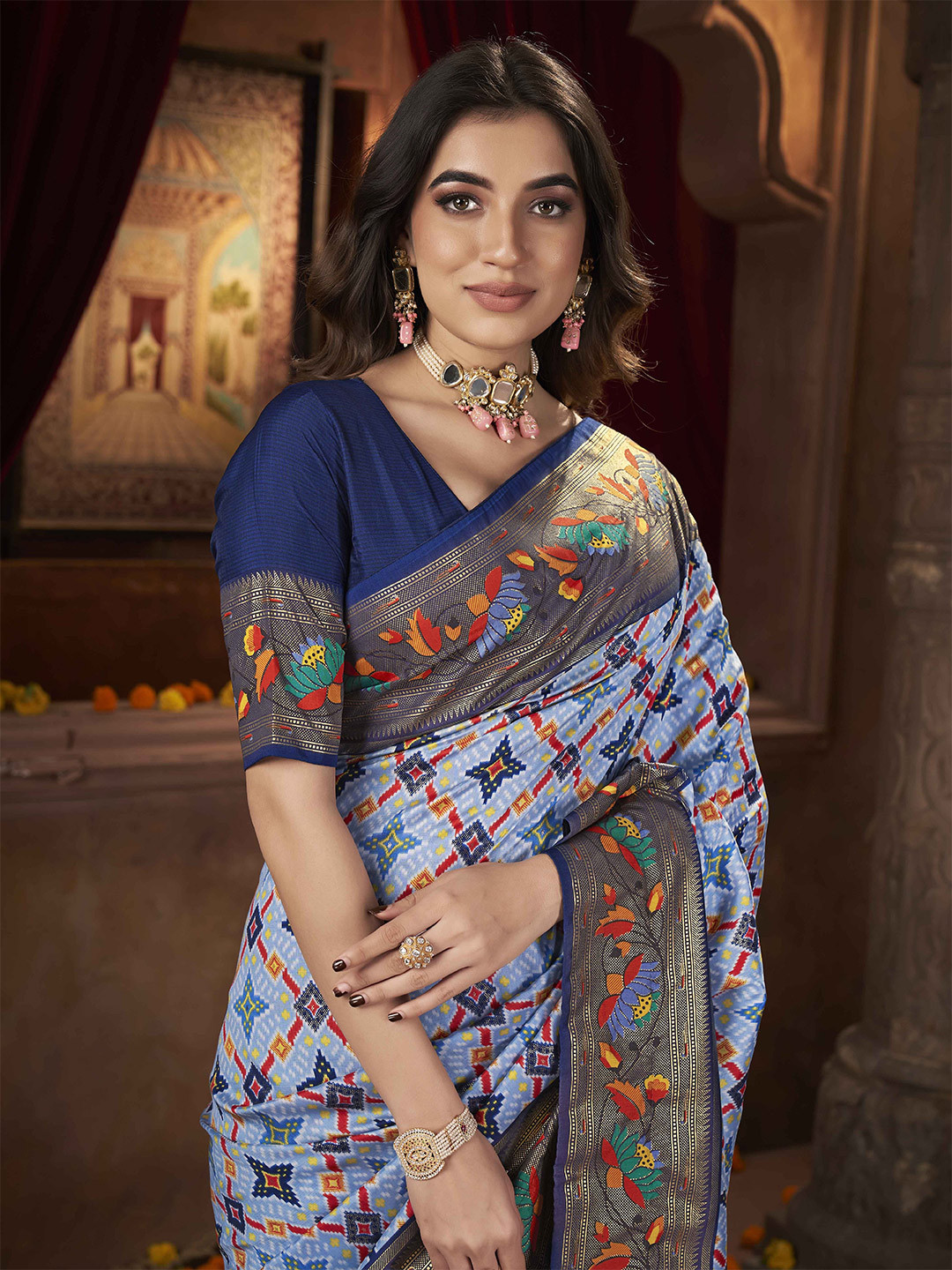 Ethnielle Block Print Designer Saree