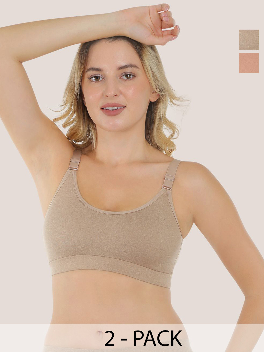 POOJA RAGENEE Pack Of 2 Cotton Full Coverage Non Padded Bra