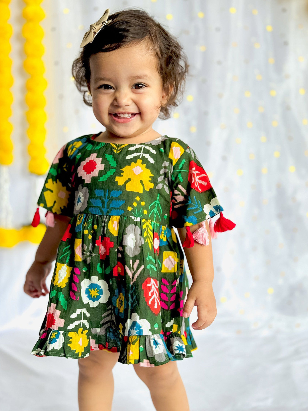 MASU LIVING Girl Print Cotton Fit & Flare Dress