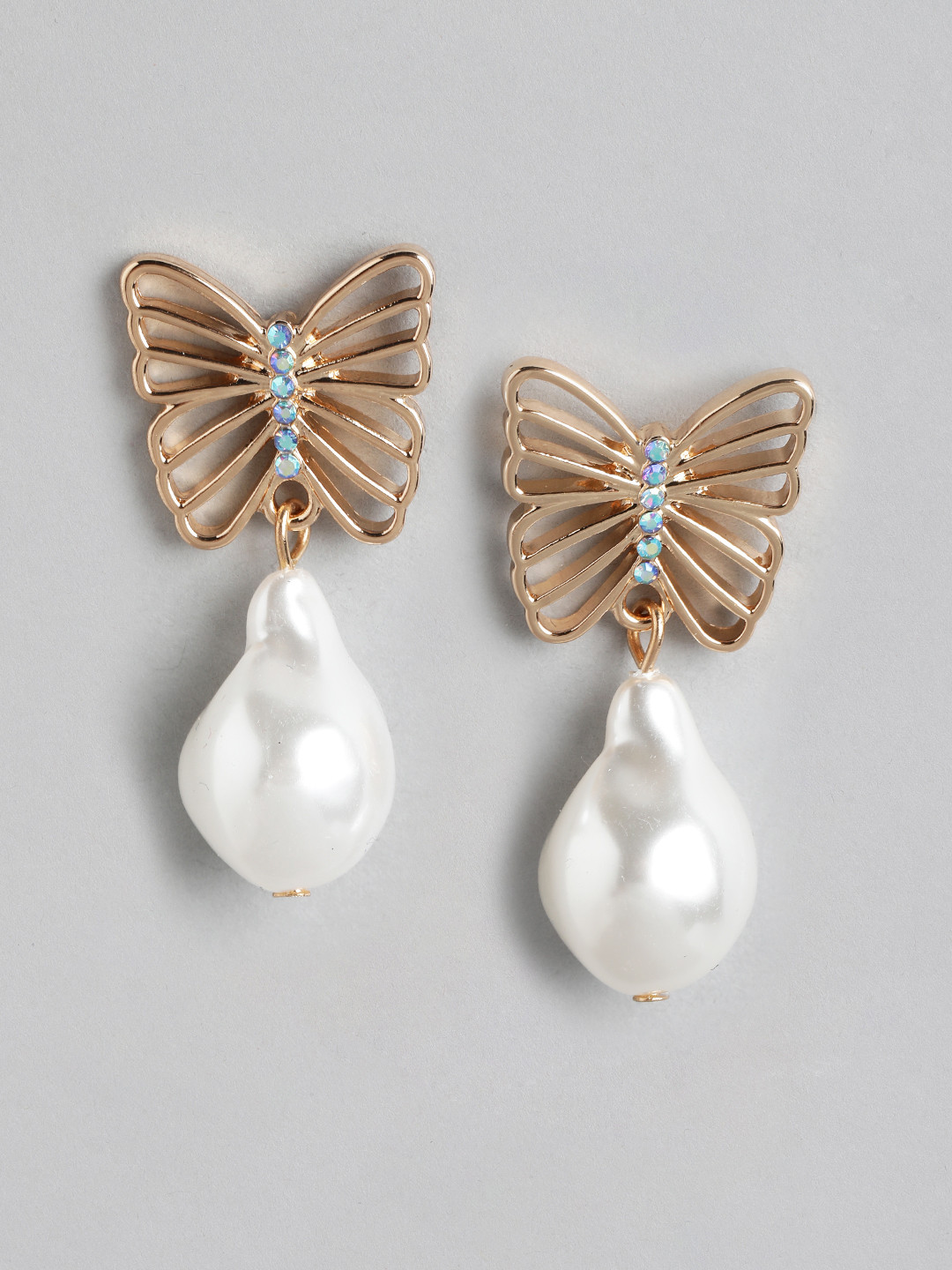 Forever New Gold-Plated Butterfly Shaped Drop Earrings