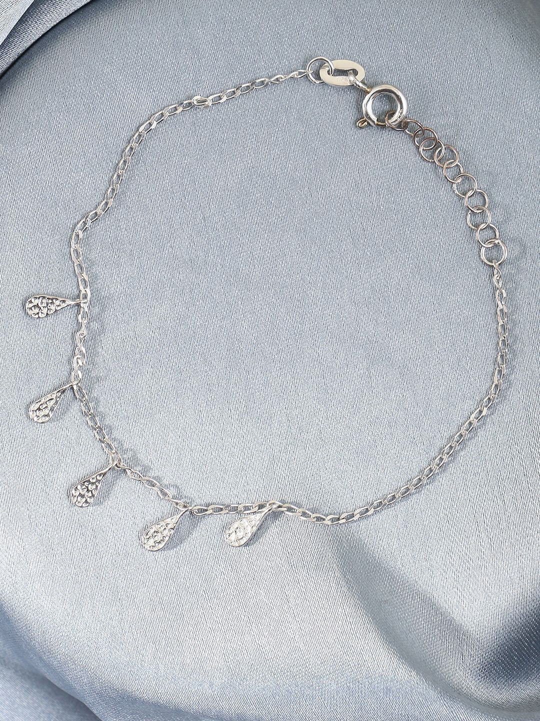 House of Pataudi 925 Sterling Silver Plated Sparkling Tear Drop Shape Bracelet