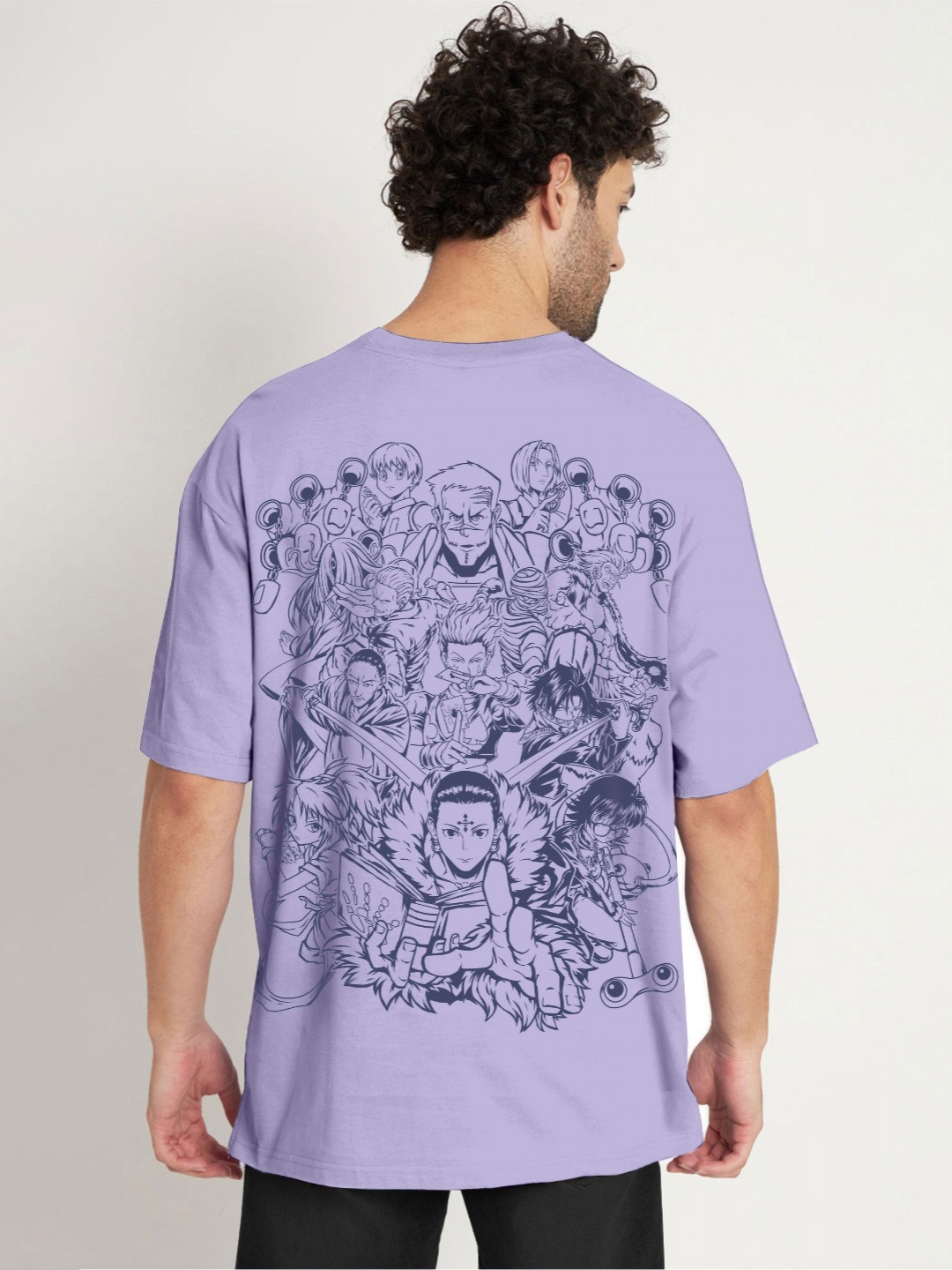 COMICSENSE Hunter X Hunter Anime Spiders Printed Cotton Drop Shoulder Oversize T shirt