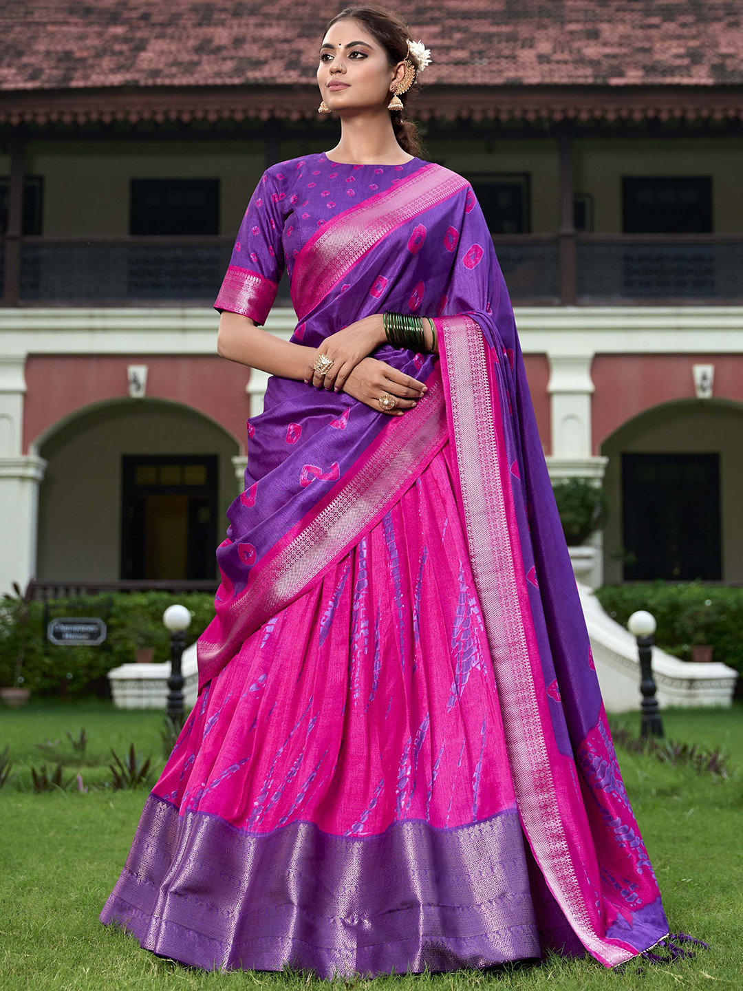 LOOKNBOOK ART Printed Ready to Wear Lehenga & Unstitched Blouse With Dupatta