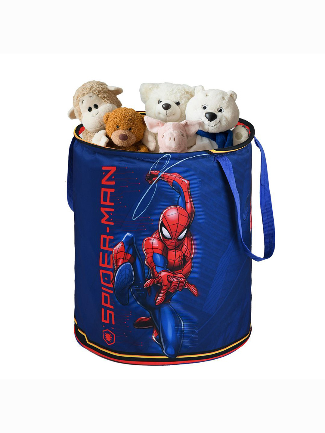 Kuber Industries Blue & Red Printed Spiderman Foldable Laundry Bag 45 L