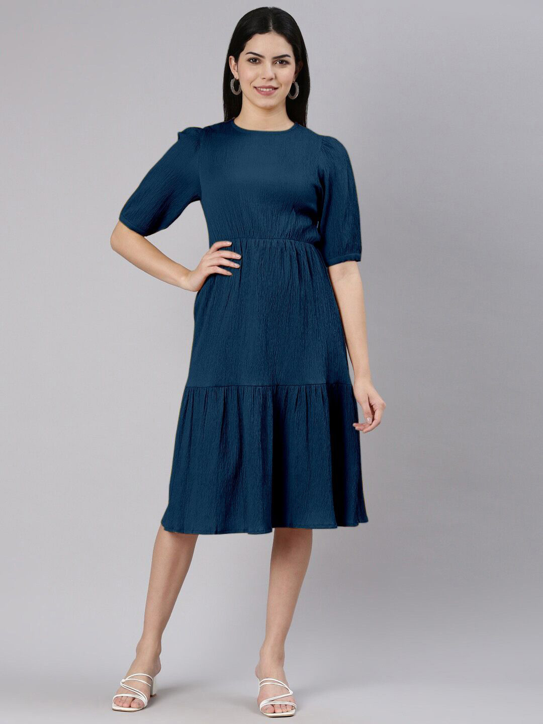 Raiyani Enterprise Round Neck Fit & Flare Dress