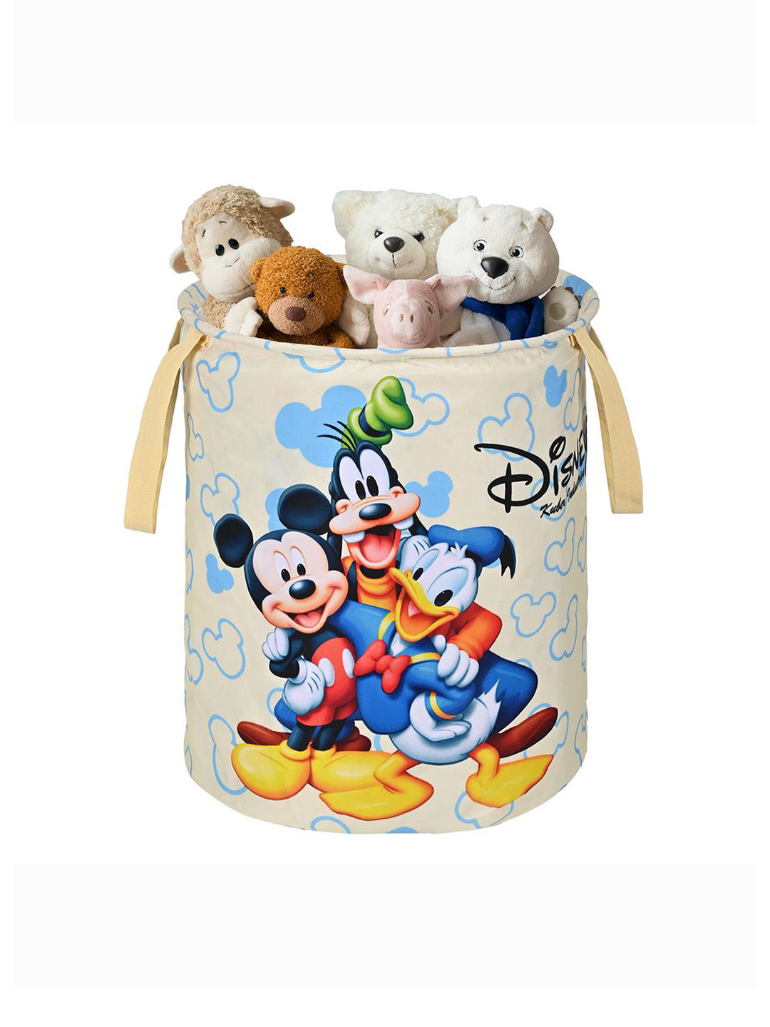Kuber Industries Cream-Coloured Disney Printed Foldable Laundry Bag 45L