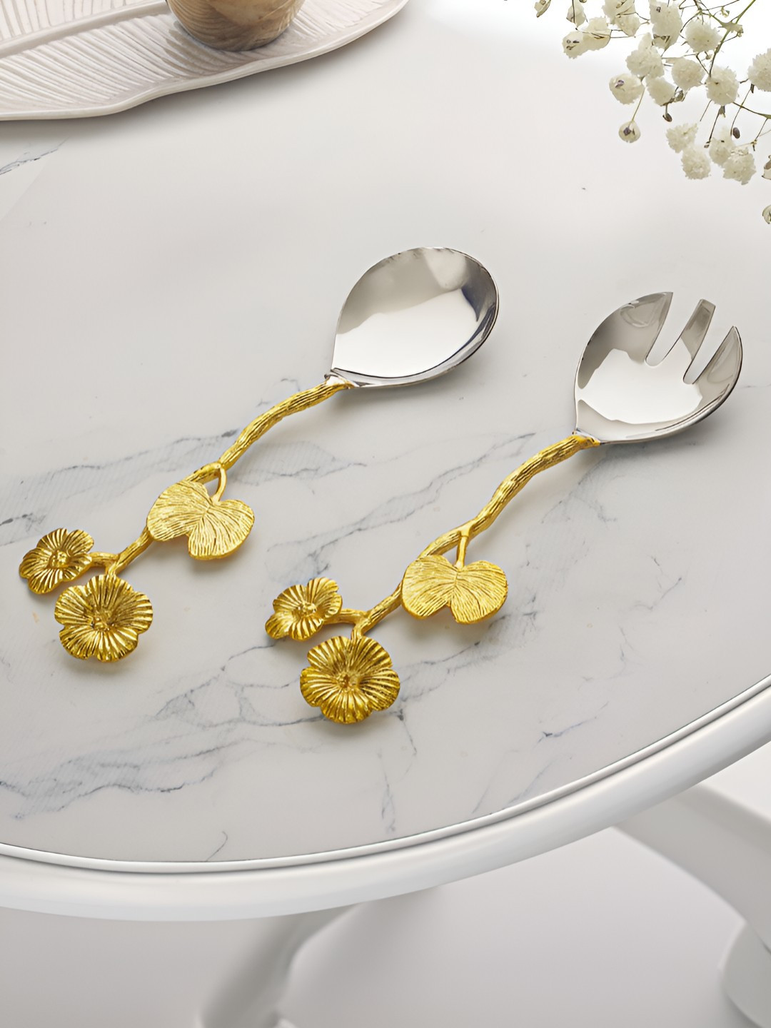 Troveas Silver-Toned Stainless Steel Salad Spoon