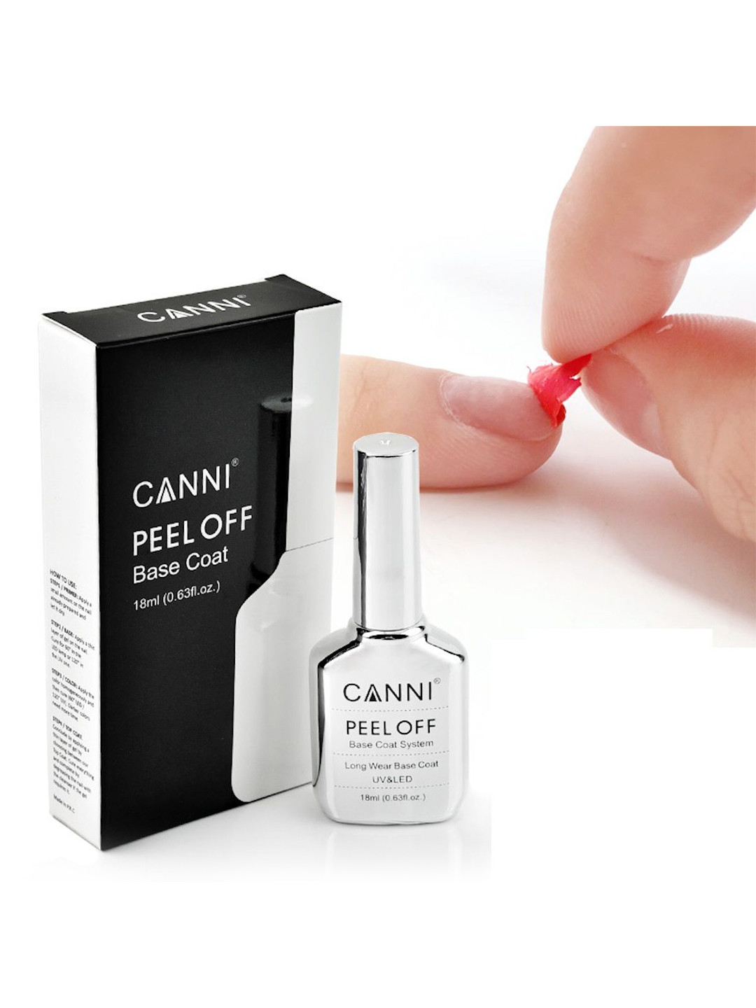 CANNI Long Wear Peel Off UV & Led Base Coat  - 18 ml - PO Base - Clear