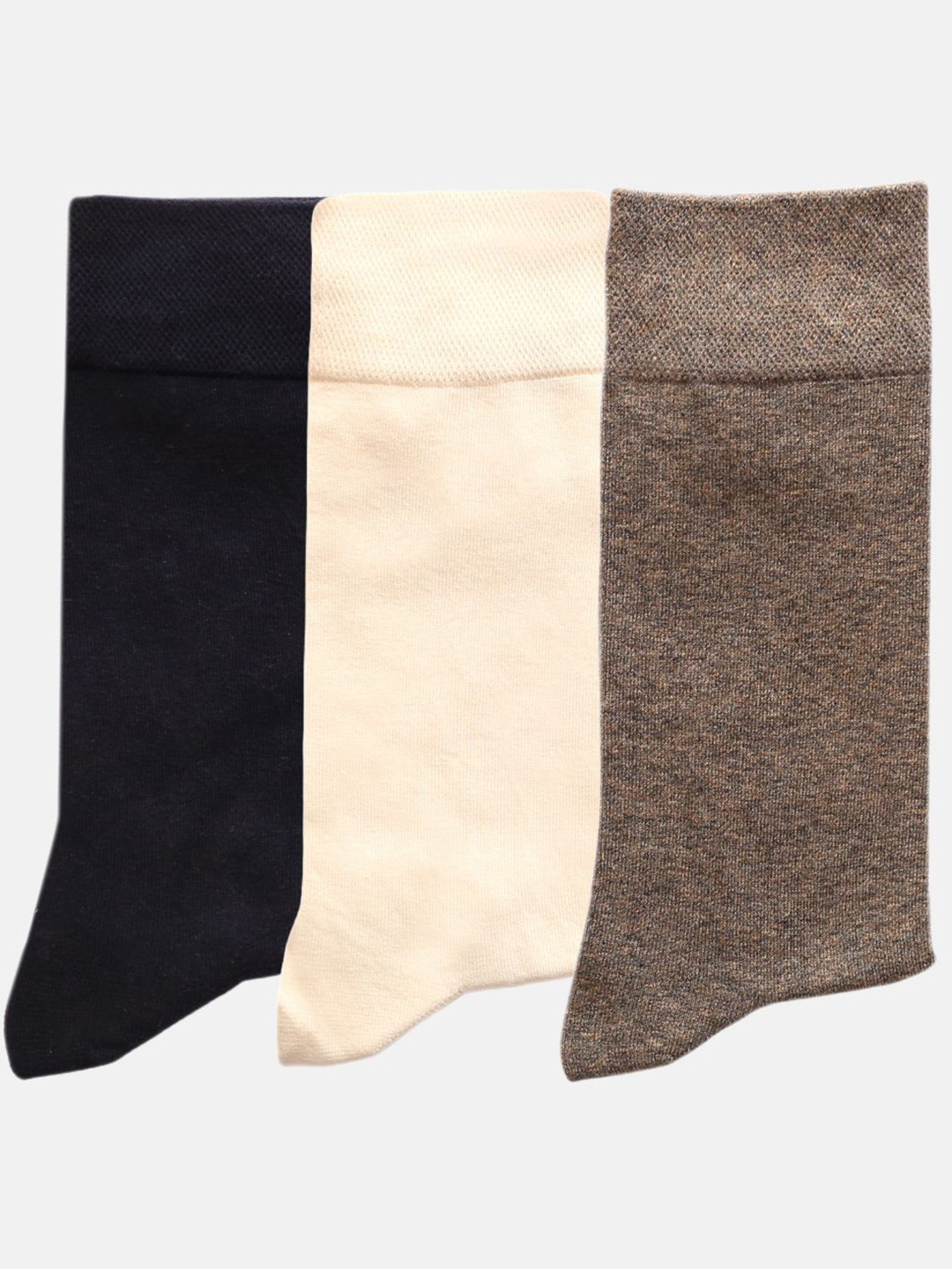 N2S NEXT2SKIN Men Pack Of 3 Cotton Seamless Calf-Length Formal Socks