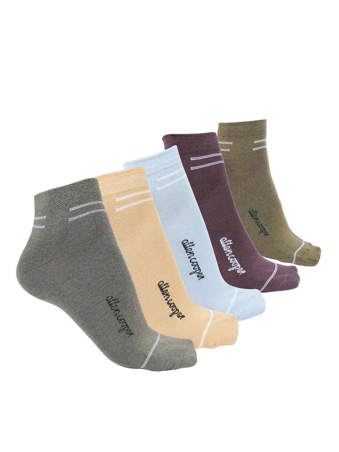 Allen Cooper Pack Of 5 Pure Cotton Ankle Length Socks