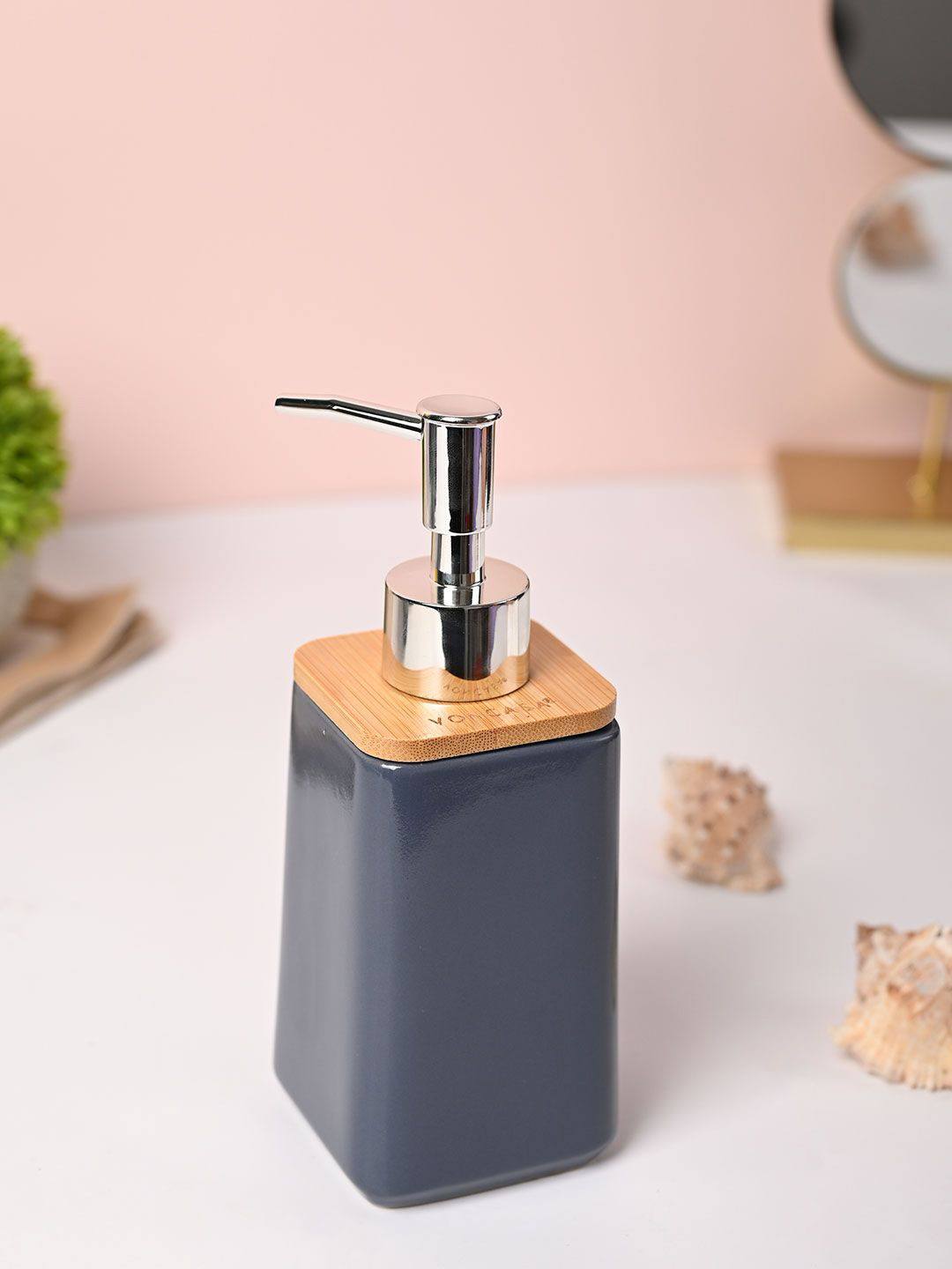 MARKET99 Blue Ceramic Glossy Classic Soap Dispenser 300 ml