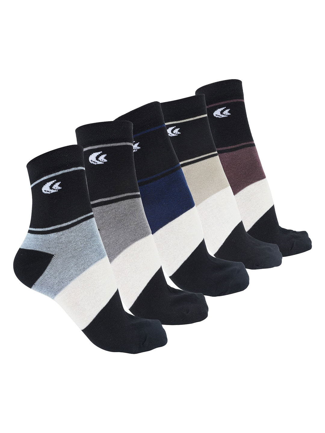 Allen Cooper Unisex Pack Of 5 Patterned Pure Cotton Ankle-Length Socks
