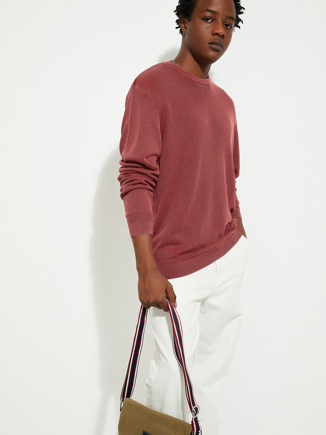 max URB_N Men Acid Washed Sweater