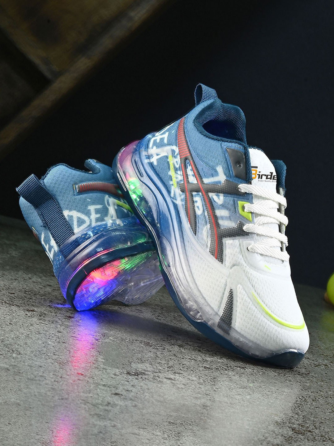 BIRDE Boys Mesh Walking LED Non-Marking Shoes