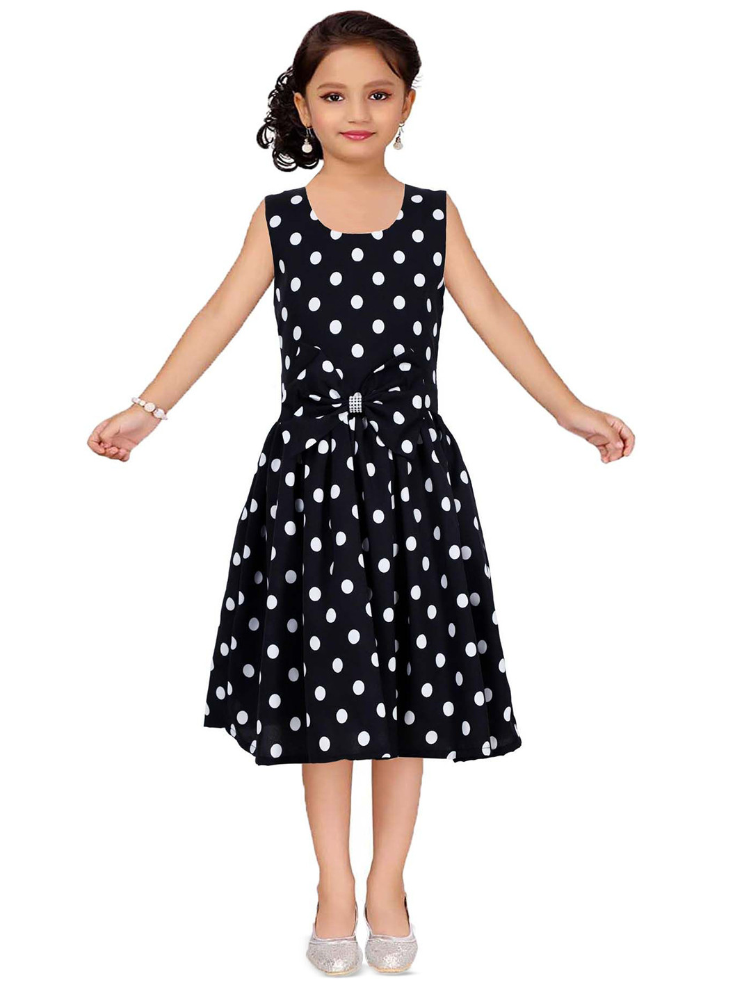 Wish little Girls Polka Dot  Fit and Flare Dress