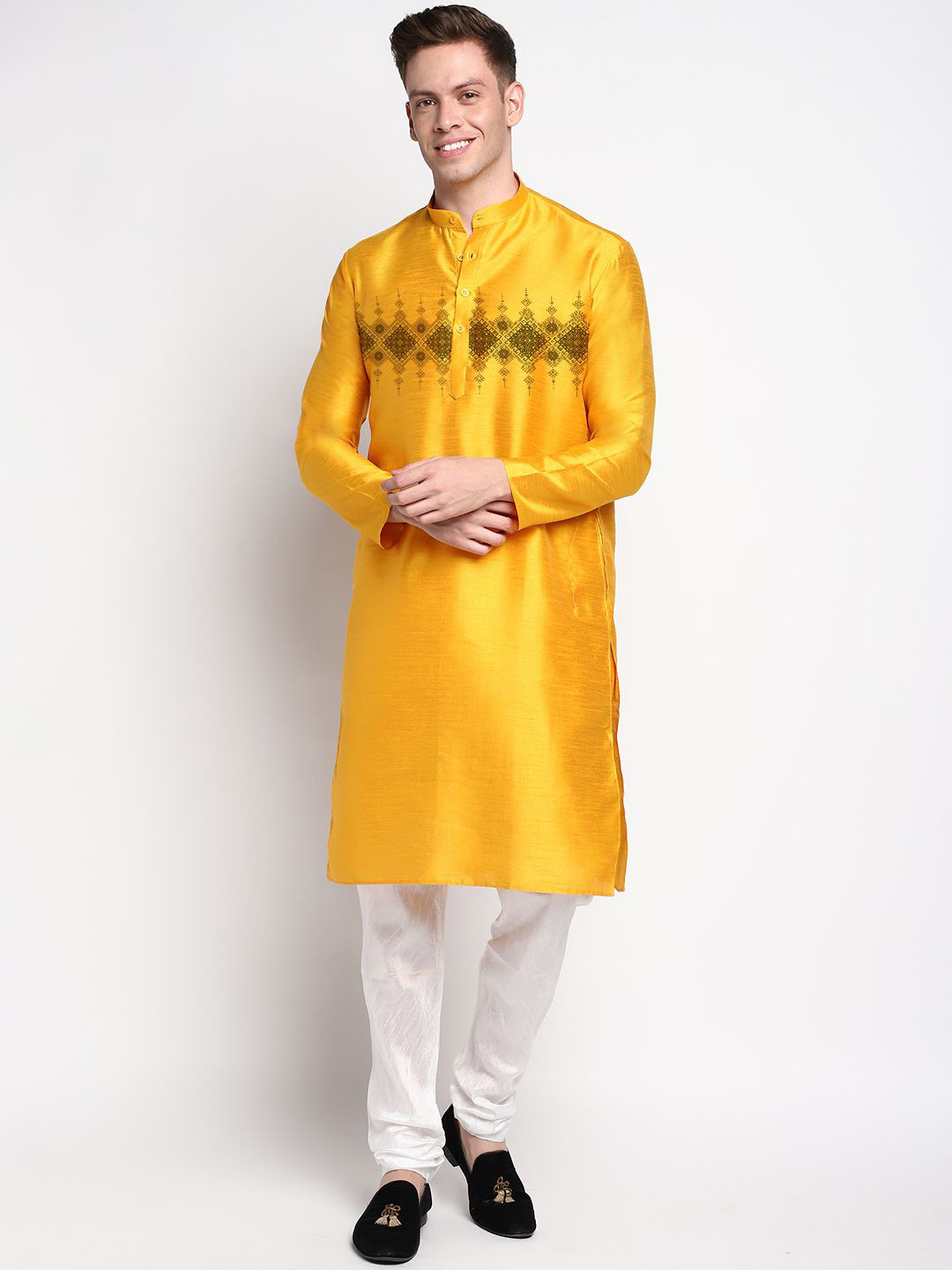 DEVOILER Ethnic Motifs Printed Mandarin Collar Long Sleeves Straight Kurta