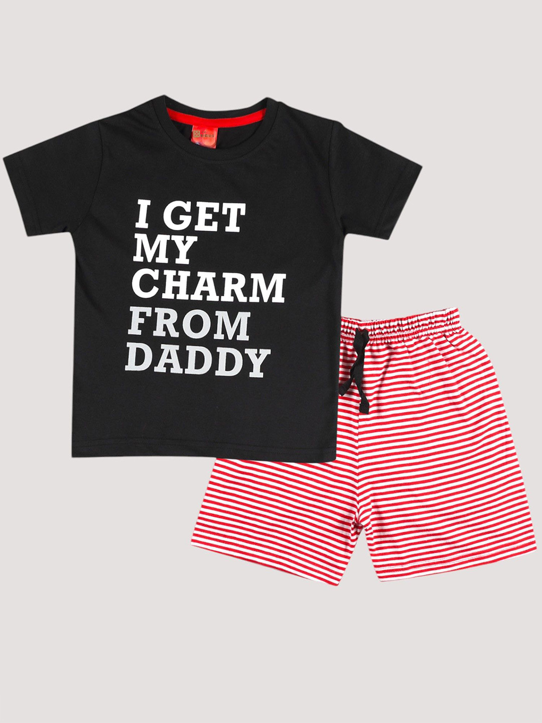 The Pachisi Boys Typographic Printed Pure Cotton T-shirt with Shorts