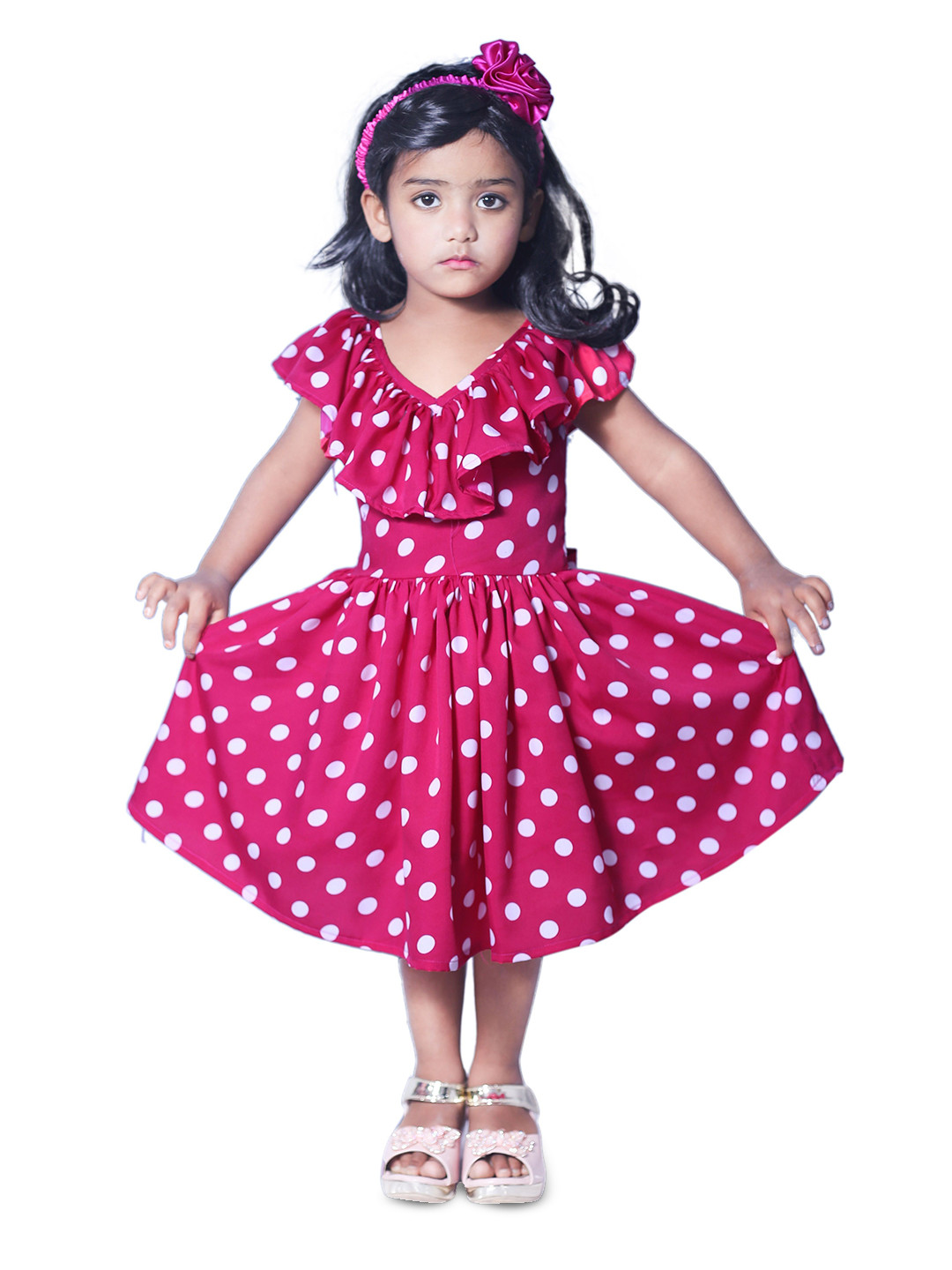 Wish little Girls Polka Dot Ruffles A-Line Dress