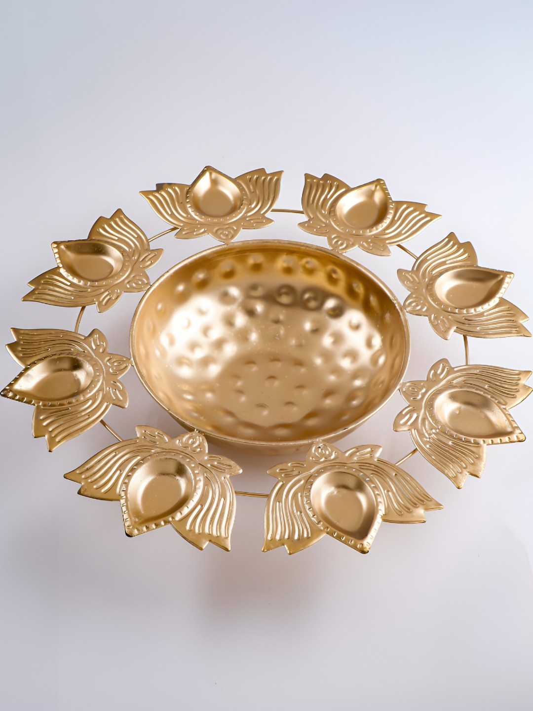 Archies Textured Metal Lotus Diya Decorative Bowl