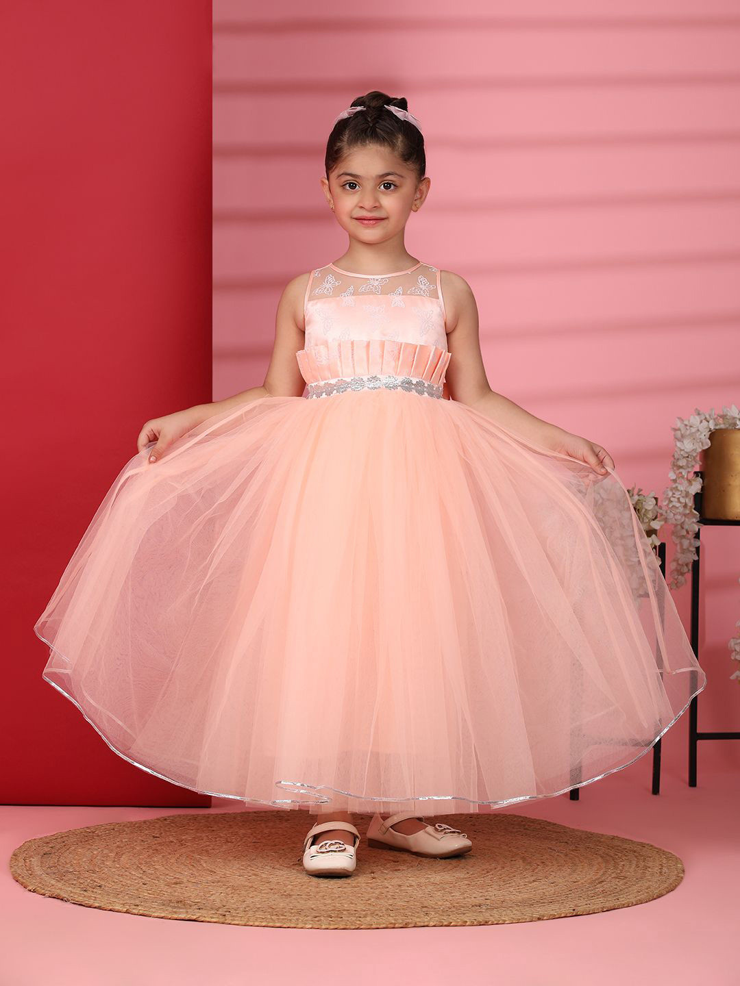Toy Balloon kids Girls Conversational Printed Applique Fit & Flare Maxi Dress