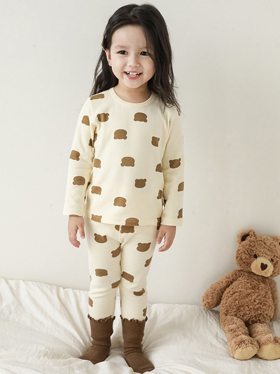 LULU & SKY Girls Abstract Printed Round Neck Top & Leggins Nightdress