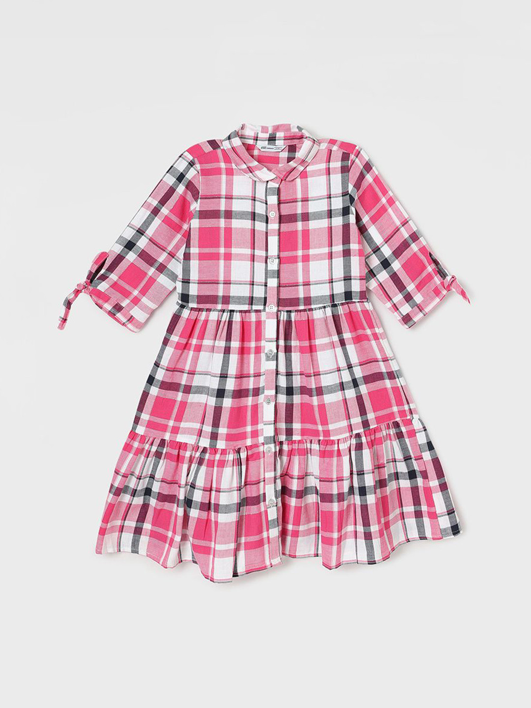 Fame Forever by Lifestyle Girls  Checked Three-Quarter Sleeves Dress