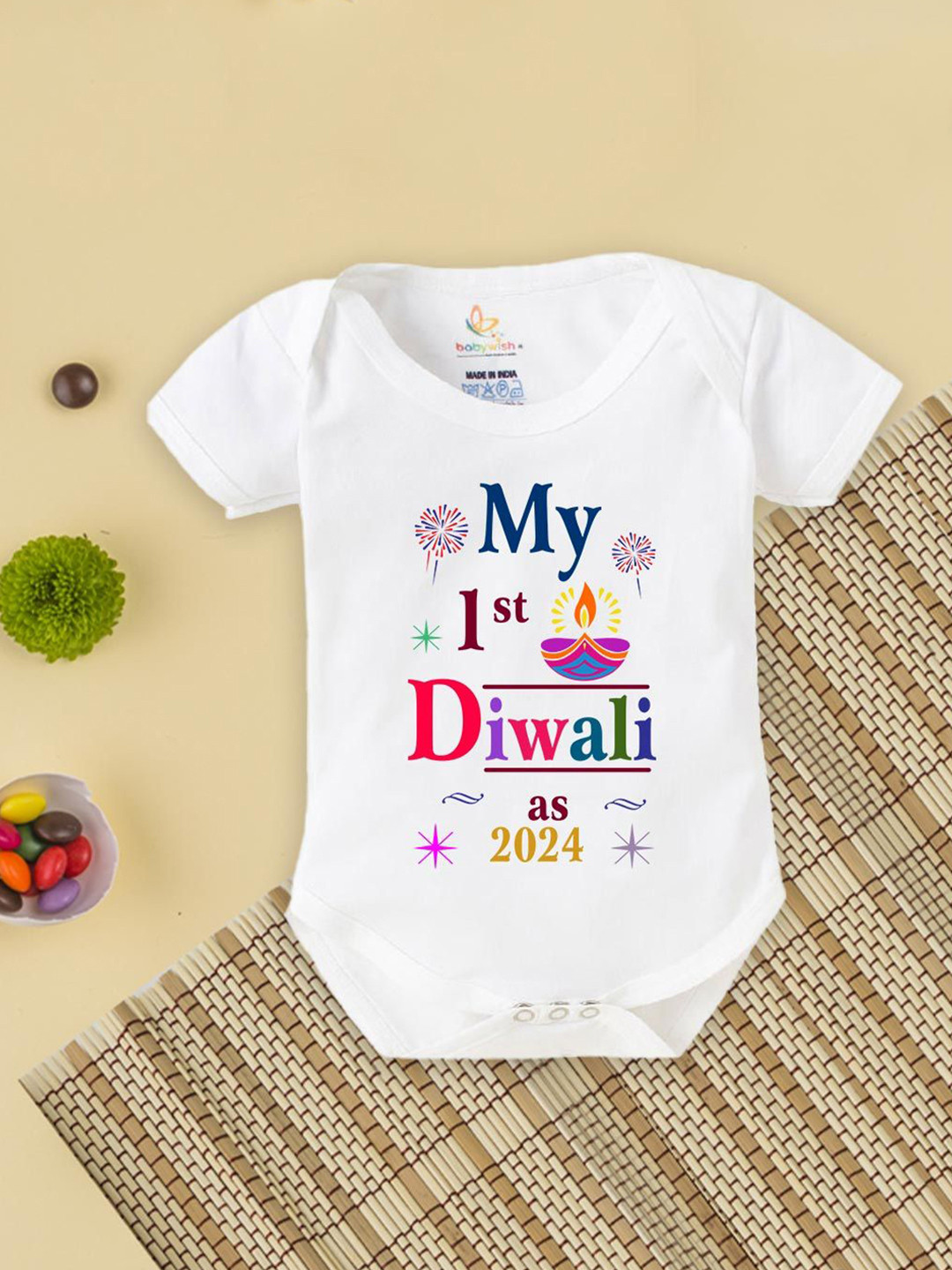 Babywish Kids Diwali Special Printed Cotton Bodysuit