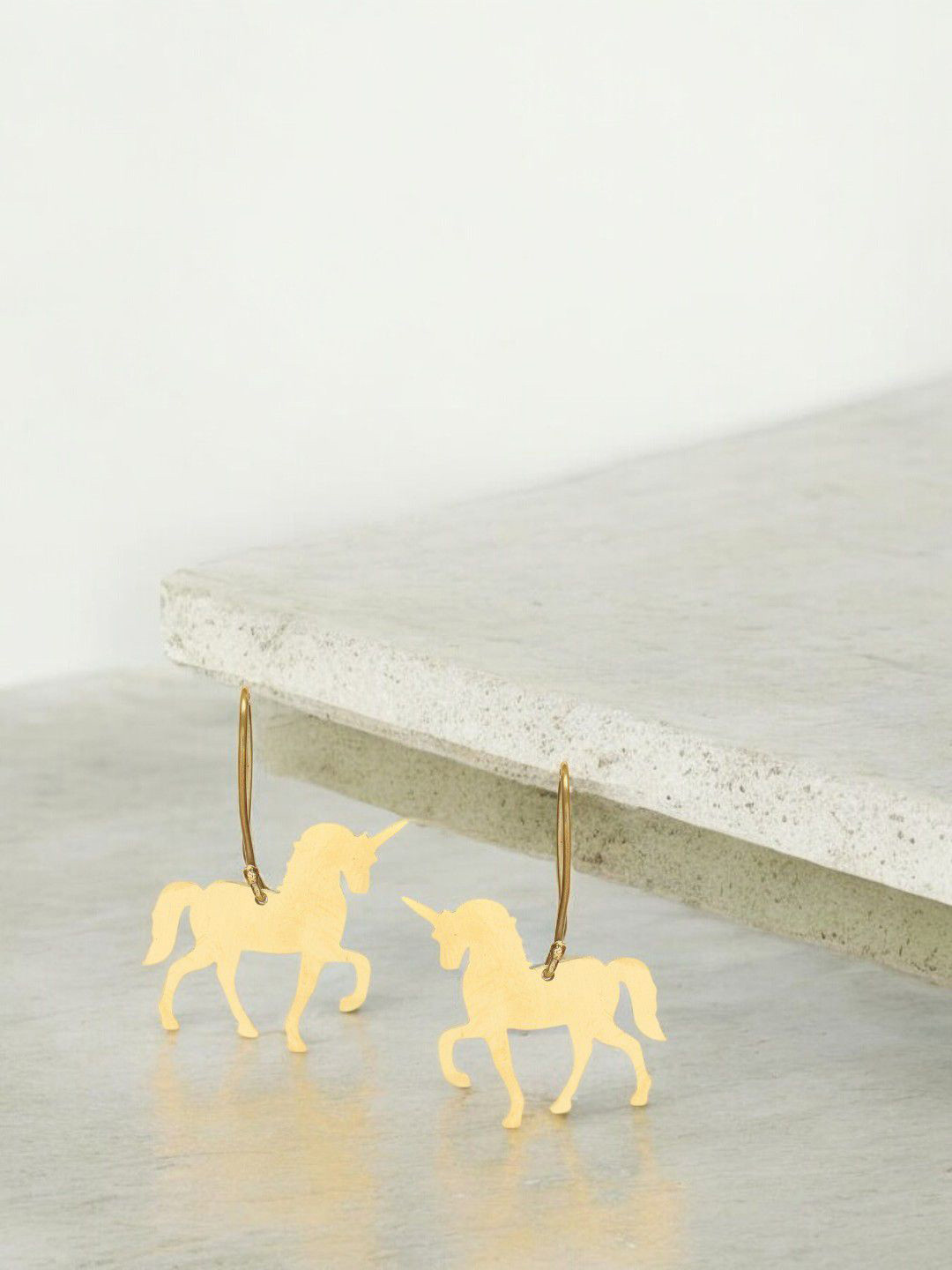 Goldnera Brass Unicorn Hanging Drop Earrings