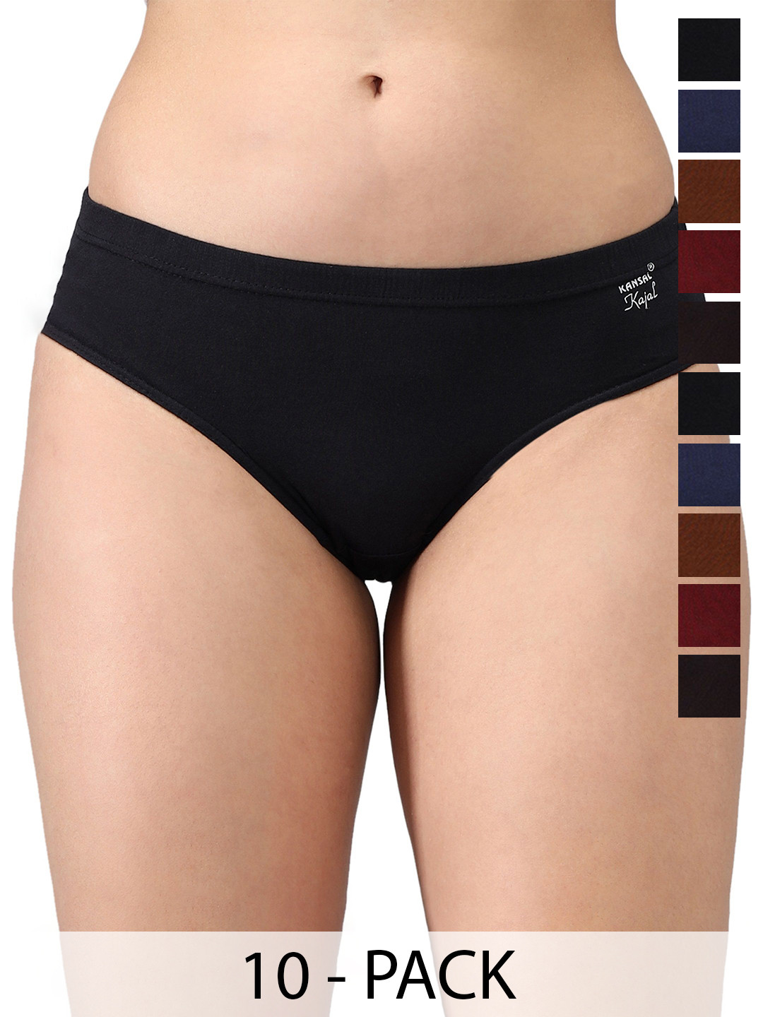 KANSAL Women Pack of 10 Combed Cotton Hipster Briefs Panty